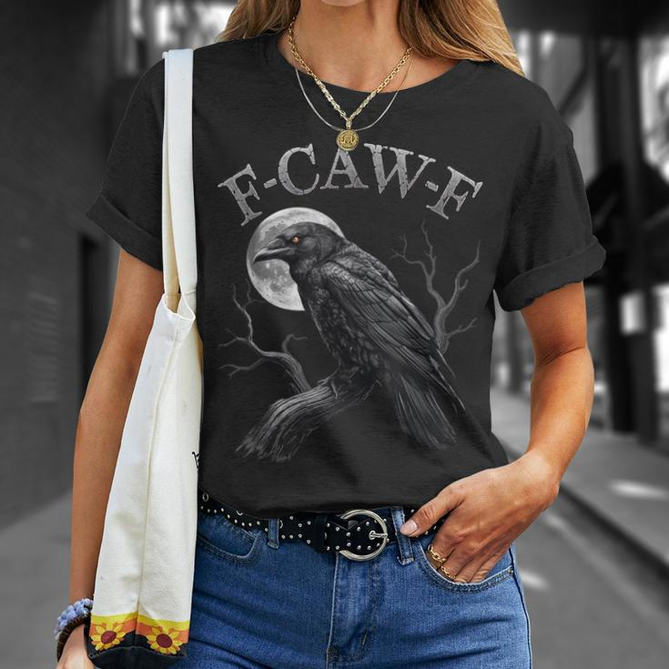 Black Crow F-Caw-F Black Bird Moon Gothic Adult Humor T-Shirt