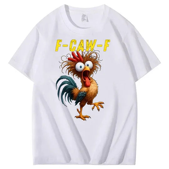 F-Caw-F Crazy Chicken Pattern100% Cotton T-Shirt