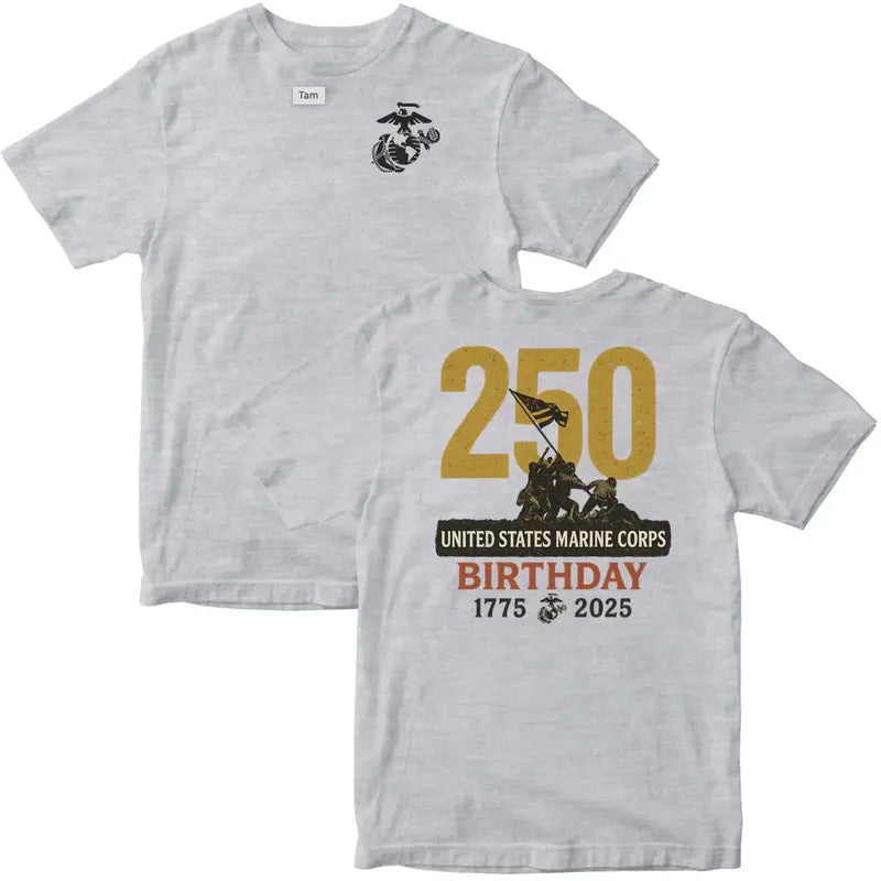 Marines 250th Birthday T-Shirt MADE IN USA, Marines 250 Year Anniversary Collection