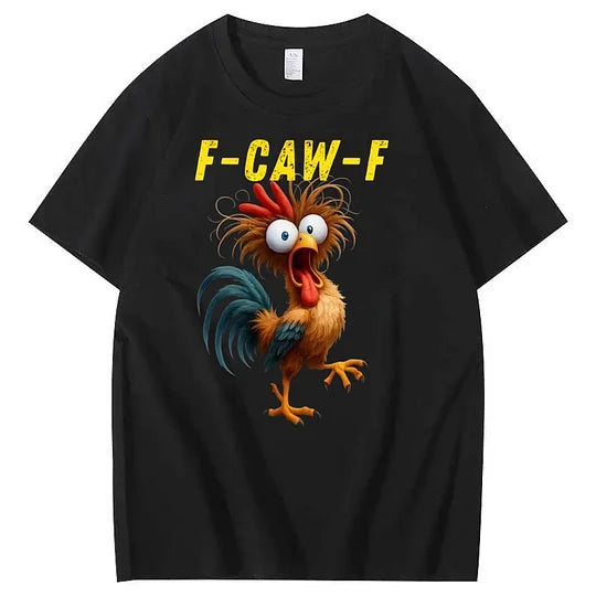 F-Caw-F Crazy Chicken Pattern100% Cotton T-Shirt