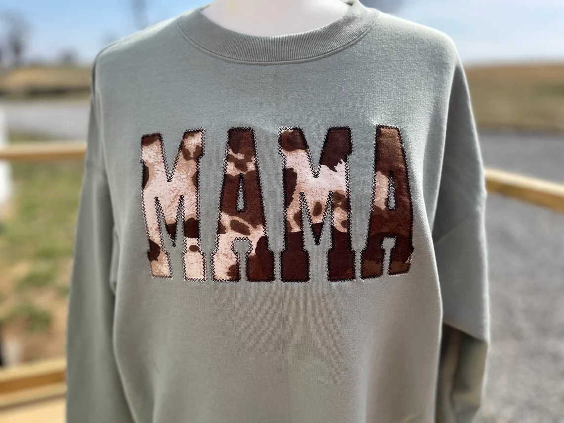 Mama Cow Embroidered Sweatshirt - Available in Various Colors