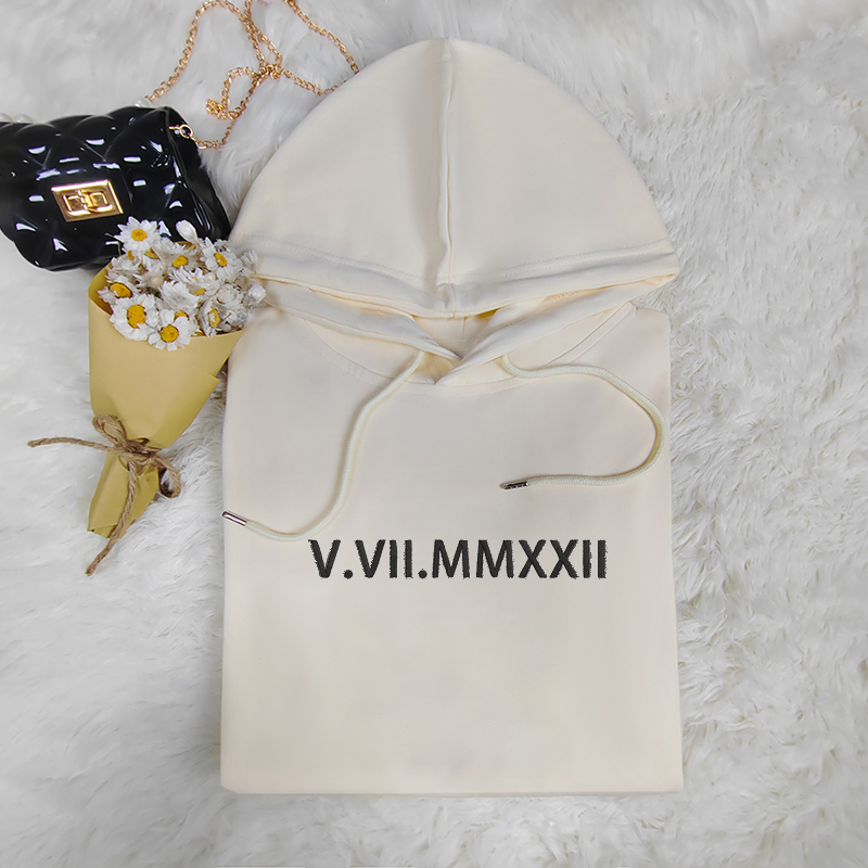 Timeless Charm: Personalized Roman Numeral Embroidery Sweatshirt