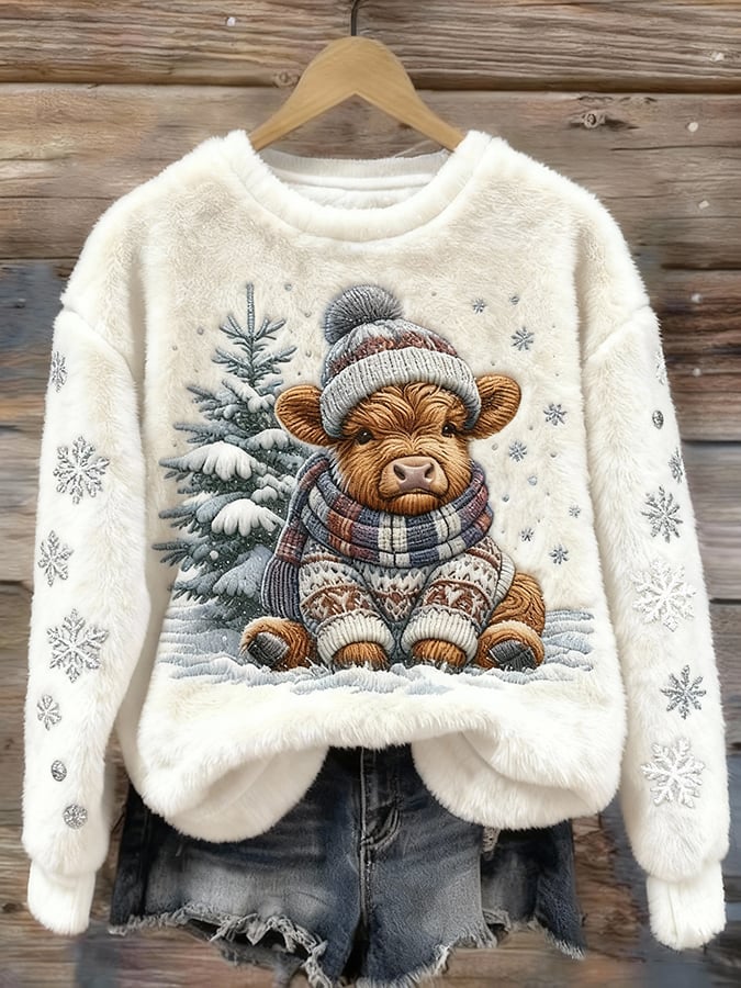 Women's Highland Denim Print Casual Flannel Top