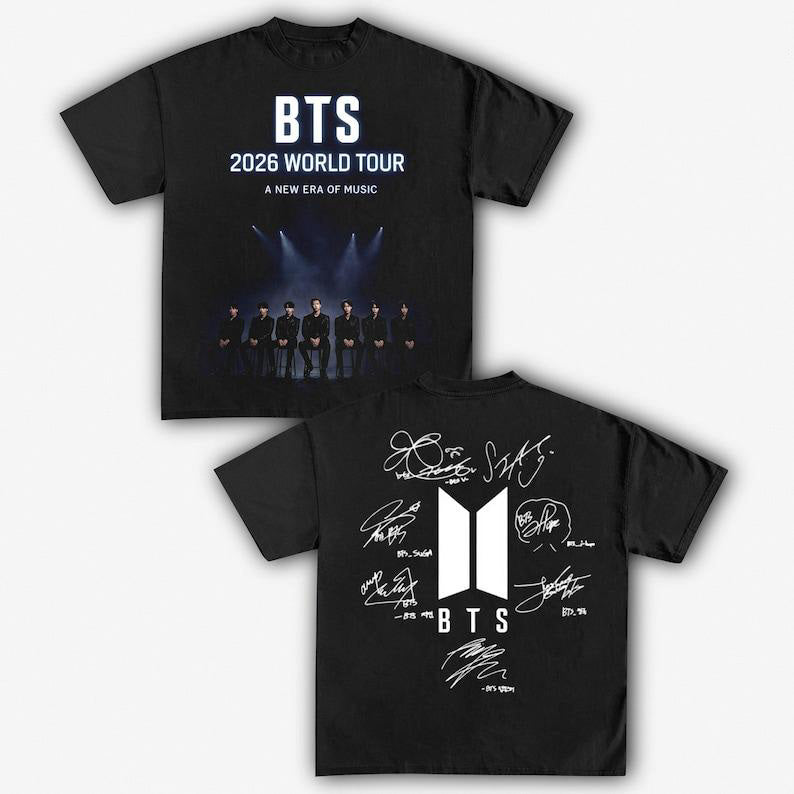 BT21 2026 World Tour T-Shirt, Kpop Boys Band Concert Graphic Tee, Unisex ARMY Shirt, Kpop Fan Merch, Streetwear Music Top, Gift For ARMY Fans