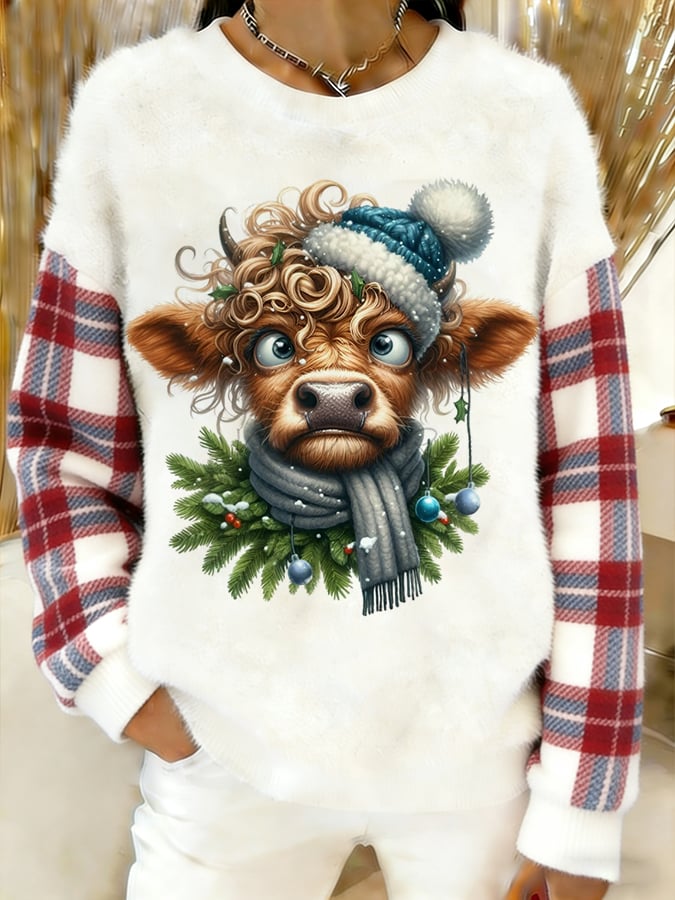 Women's Animal Print Highland Cow Sweatshirt