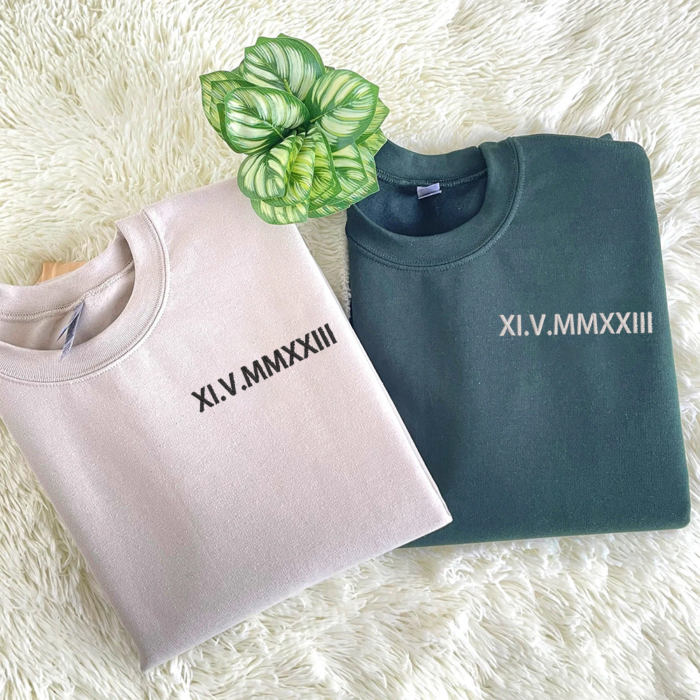 Embrace History: Custom Roman Numeral Design on Stylish Sweatshirt