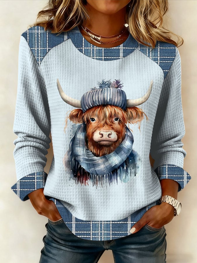 Women's Highland cow print sweatshirt