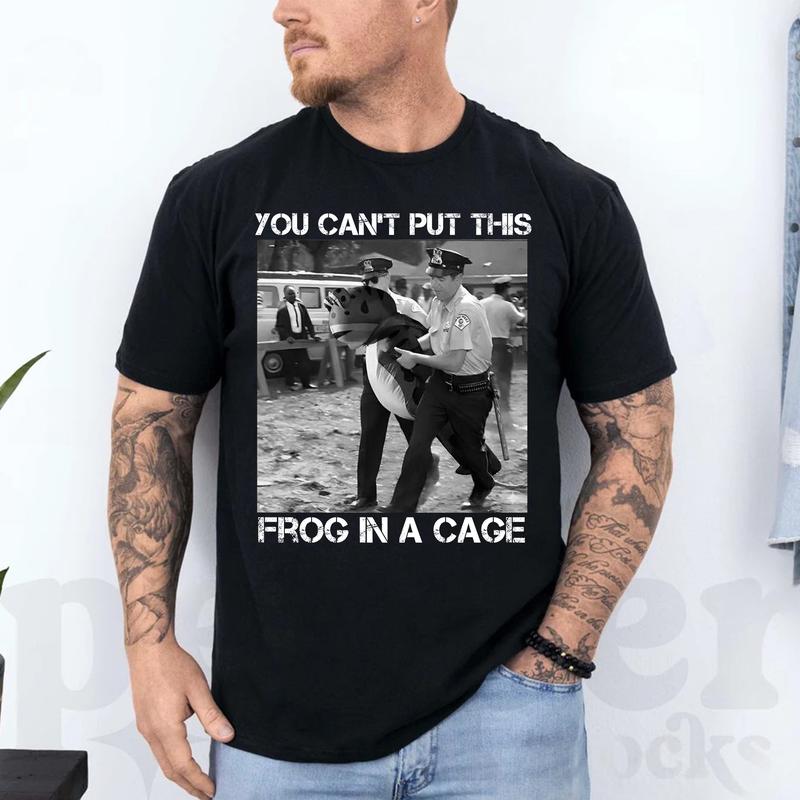 Portland Frog Against Fascism T-Shirt, "You Can't Put This Frog In A Cage" Shirt