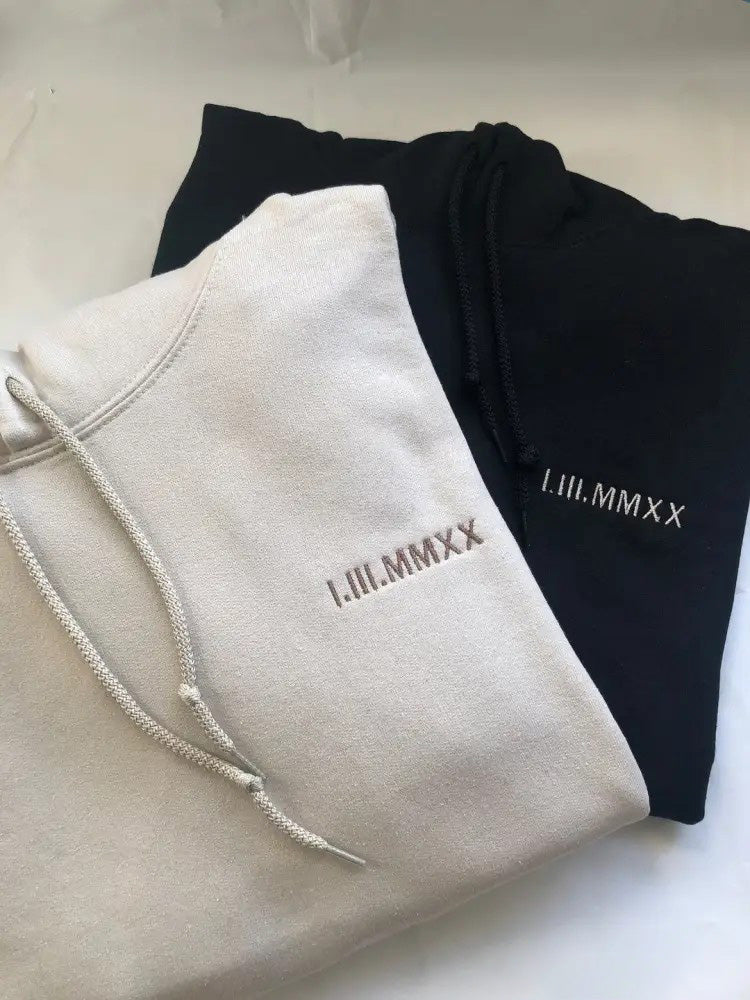Embroidered Roman Numeral Sweatshirt & Hoodies – Personalized Gifts for Couples