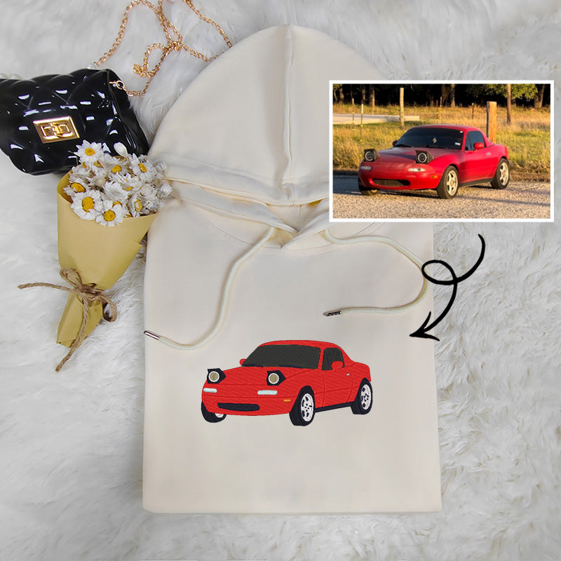 Personalized Wheels: Custom Car Embroidery Hoodie