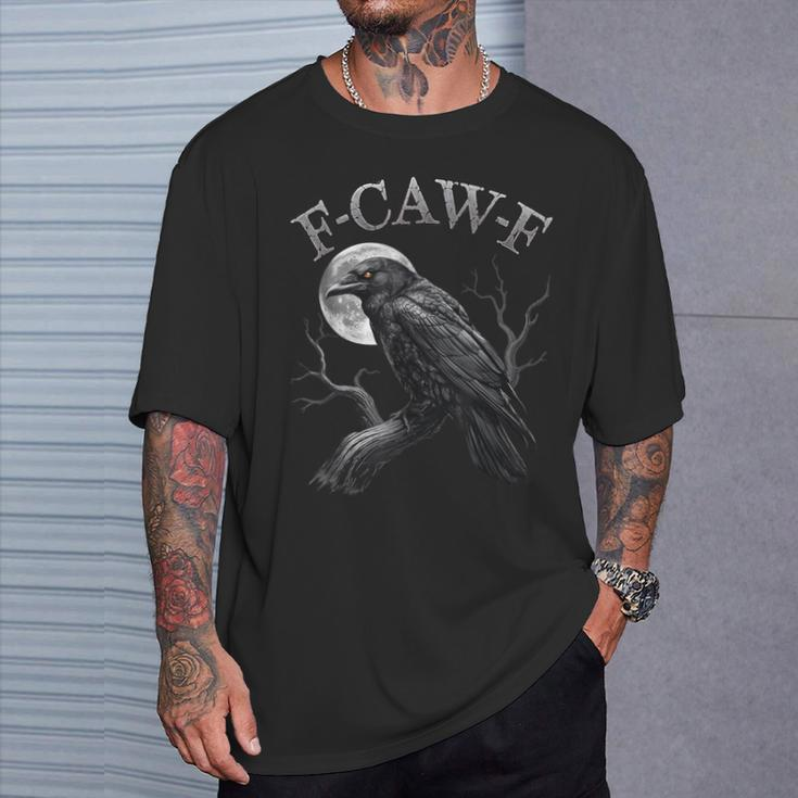 Black Crow F-Caw-F Black Bird Moon Gothic Adult Humor T-Shirt
