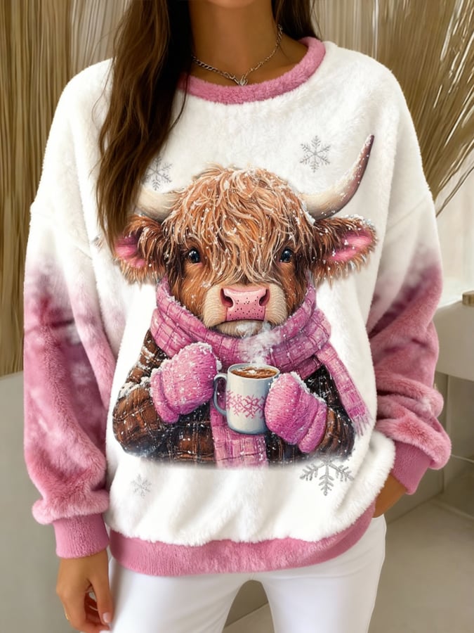 Women's Animal Highland Cow Print Sweatshirt