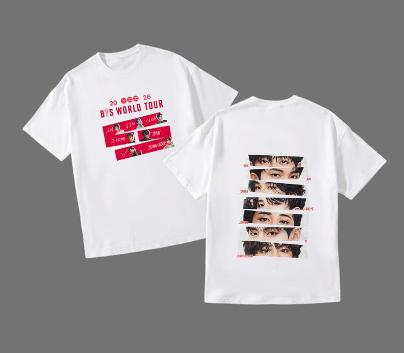 Bangtan World Tour 2026 Graphic Tee Kpop Band Shirt Unisex Kpop Arrmy Gift High Tech Printing Soft Cotton Comfortable Round Neck T-Shirt