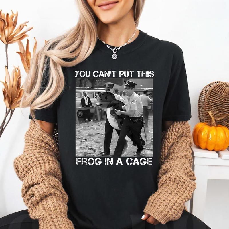 Portland Frog Against Fascism T-Shirt, "You Can't Put This Frog In A Cage" Shirt