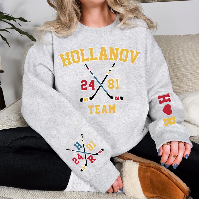 Heated Rivalry Team Hollanov Hockey Romance On Sleeve Sweatshirt
