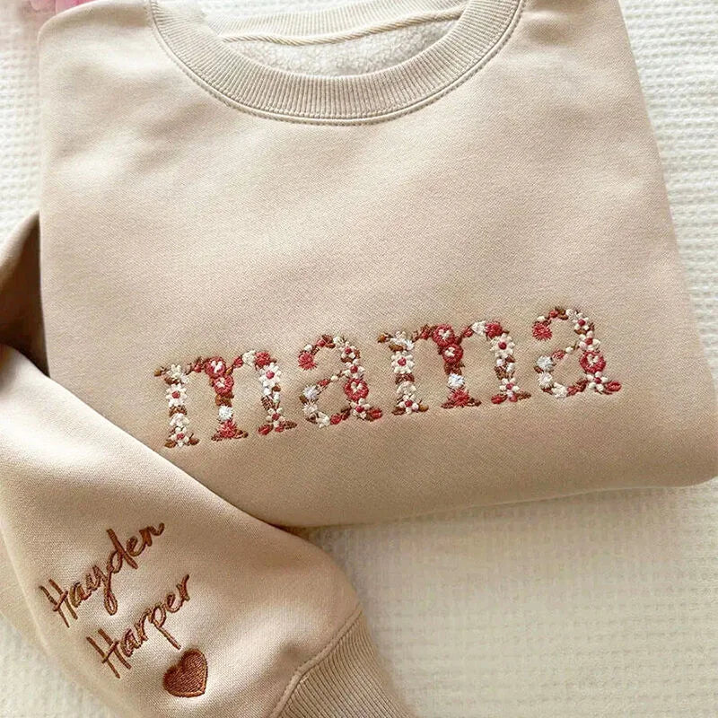 Custom Embroidered Floral Mama Sweatshirt