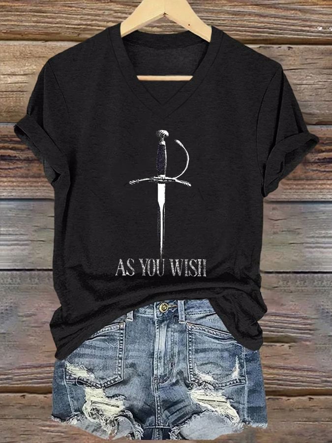 Women's As You Wish Print V Neck T-shirt