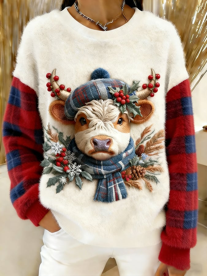 Women's Animal Print Highland Cow Sweatshirt