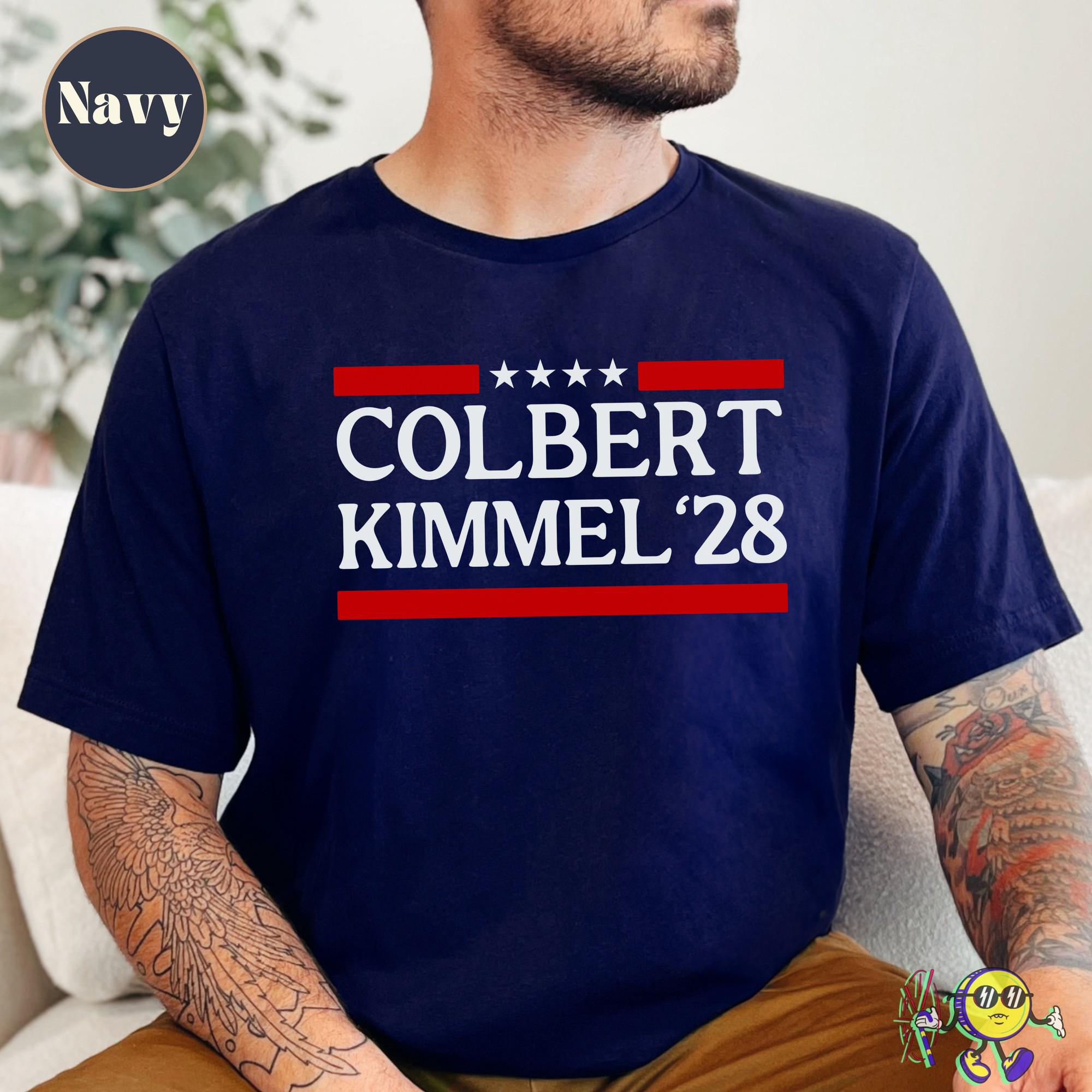 Colbert Kimmel 2028 Tee: Protect Late Night TV, Defend Free Speech