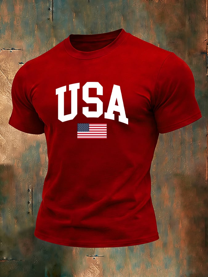 Men's 250th Anniversary National Flag Print Casual Short-Sleeved T-Shirt