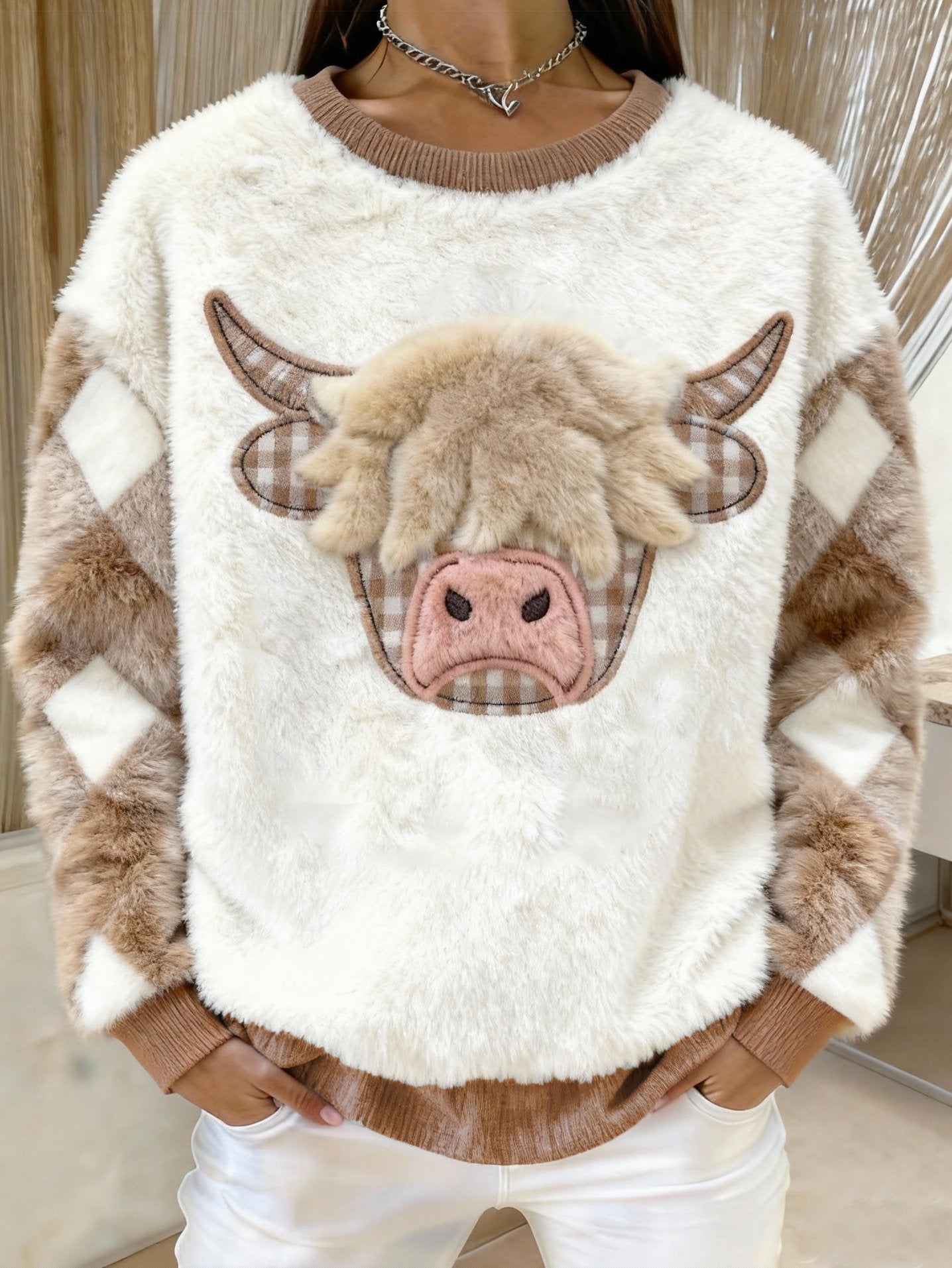 Women's Highland Cows Cozy Flannel Sweatshirt