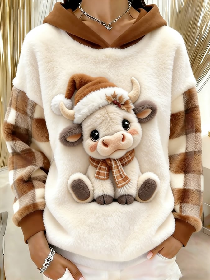 Women's Highland Denim Print Flannel Hooded Sweatshirt