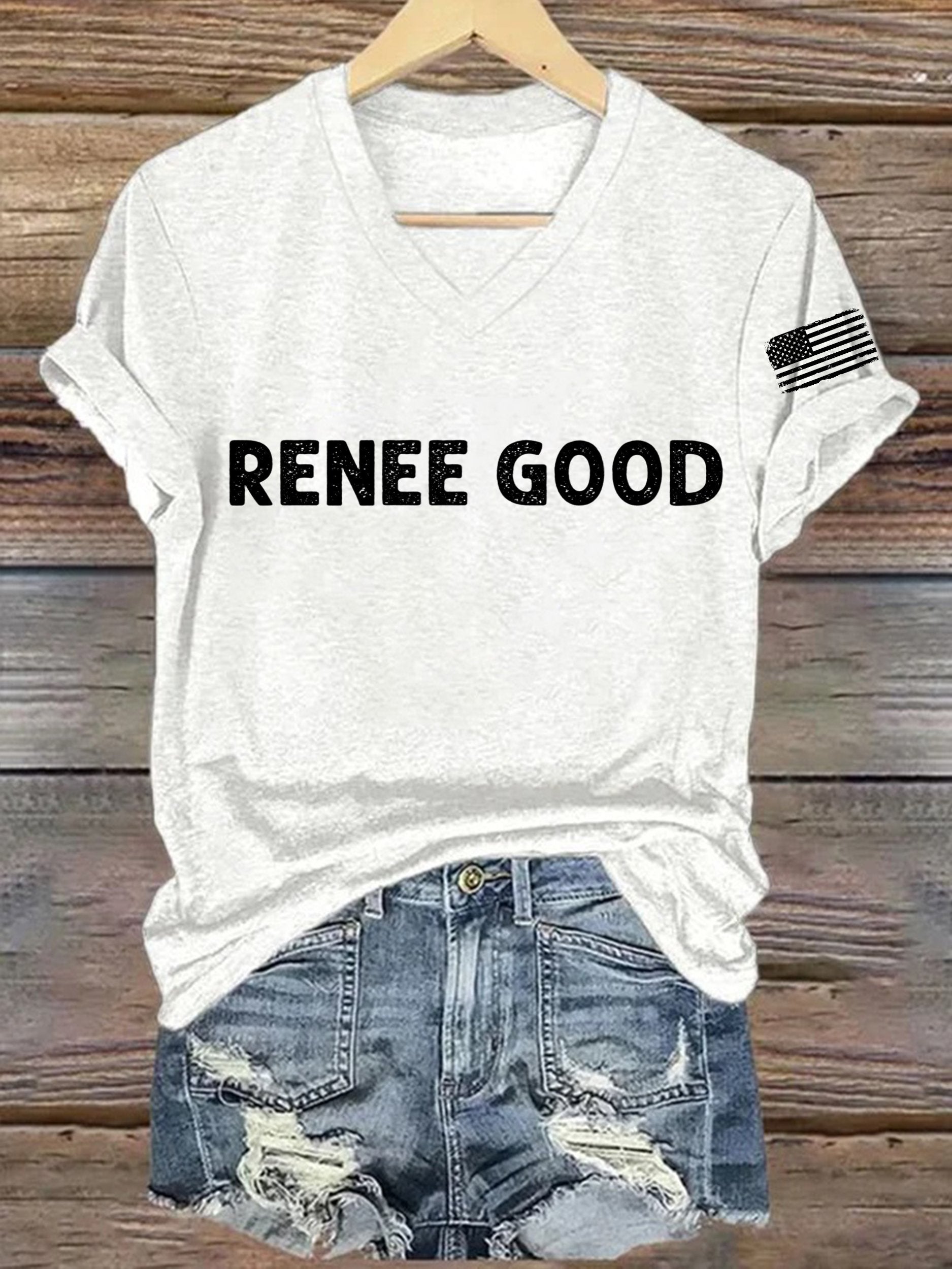 Women's Say Her Name Print V Neck T-shirt