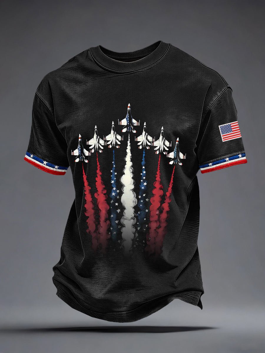 Men's America 250 – Stars & Stripes Sky Formation Print Casual T-Shirt