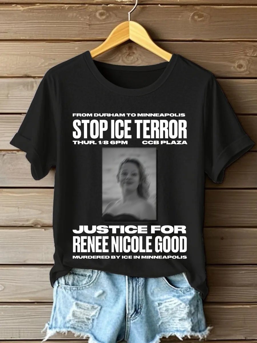 Women's Stop Ice Terror Printed T-shirt