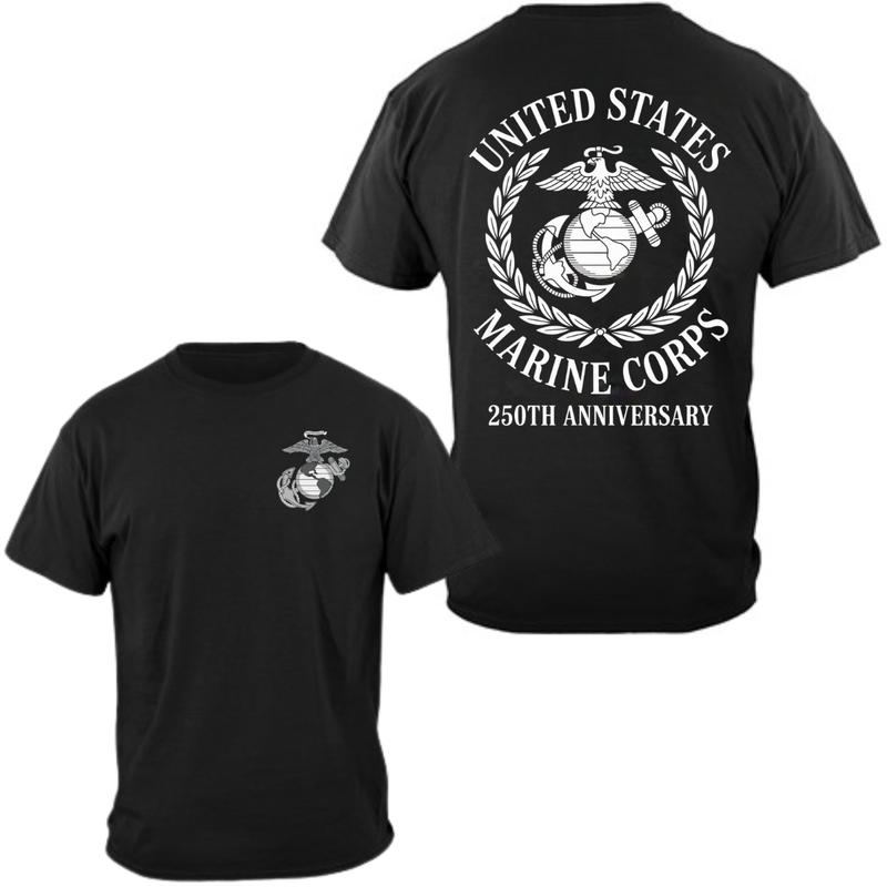 USMC 250th Anniversary T-Shirt, 2 Sides United States Marine Corps Tee – Veteran Graphic Shirt