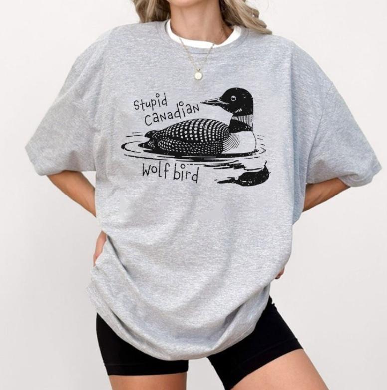 Stupid Canadian Wolf Bird Shirt, Hockey Romance LGBT Hockey Fan Gift, Heated But Devote Movie Sweatshirt